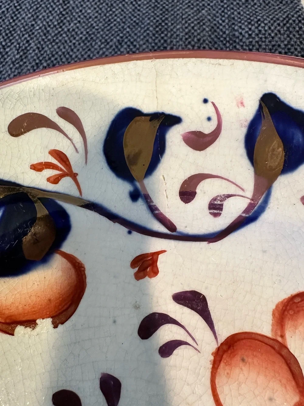VTG Gaudy Welsh Set of 3 Plates-Hand Painted Oyster Pattern Pink Luster-1800s